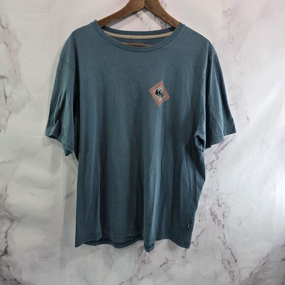 REI T Shirt Mens XL Blue Short Sleeve Crew Neck Cotton Tee Employee Uniform - Picture 5 of 9